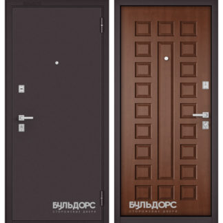Металлическая дверь Бульдорс Mass-70 Букле шоколад/Дуб золотой М-110