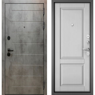 Входная железная дверь Бульдорс Масс-90 Бетон темный 9S-136/Дуб белый матовый 9SD-1