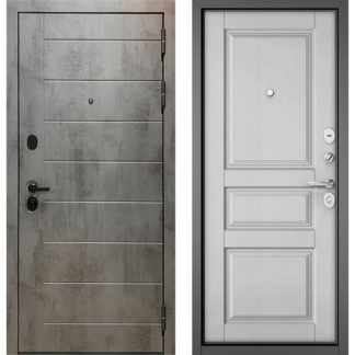 Стальная дверь Бульдорс Масс-90 Бетон темный 9S-136/Дуб белый матовый 9SD-2