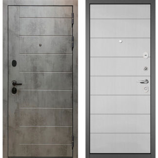 Железная дверь Бульдорс Масс-90 Бетон темный 9S-136/Дуб белый скандинавский 9S-135
