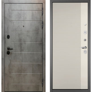 Входная стальная дверь Бульдорс Масс-90 Бетон темный 9S-136/Эмаль молоко 9S-160