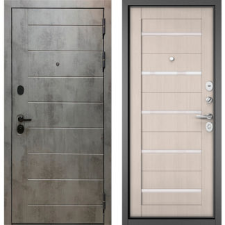 Стальная дверь со стеклом Бульдорс Масс-90 Бетон темный 9S-136/Ларче бьянко CR-3