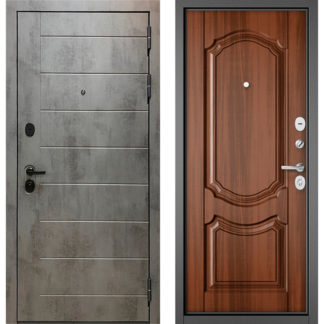 Стальная входная дверь Бульдорс Масс-90 Бетон темный 9S-136/Орех лесной 9SD-4
