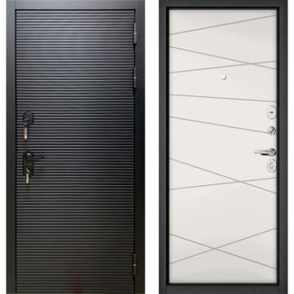 Входная дверь Бульдорс Масс-90 Черный матовый 9S-181/Белый софт 9S-130