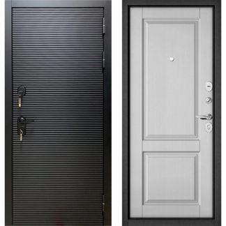 Стальная дверь Бульдорс Масс-90 Черный матовый 9S-181/Дуб белый матовый 9SD-1