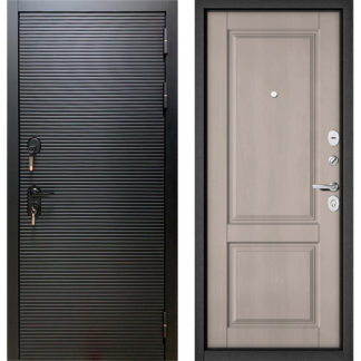 Металлическая дверь Бульдорс Масс-90 Черный матовый 9S-181/Дуб шале белый 9SD-1