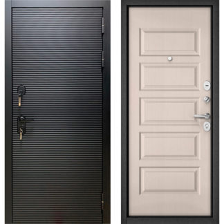 Стальная входная дверь Бульдорс Масс-90 Черный матовый 9S-181/Дуб светлый матовый 9S-108