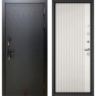 Стальная входная дверь Бульдорс Масс-90 Черный матовый 9S-181/Эмаль белоснежная 9S-161