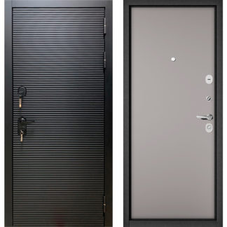Стальная дверь Бульдорс Масс-90 Черный матовый 9S-181/Эмаль светло-серая 9S-100