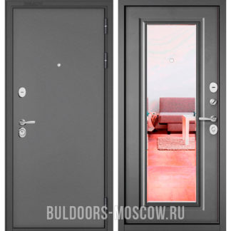 Входная дверь с зеркалом Бульдорс Mass-90 Букле антрацит/Бетон серый 9S-140