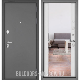 Входная стальная дверь Бульдорс Масс-90 Букле антрацит/Дуб шале белый 9S-164 с зеркалом