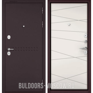 Металлическая дверь Бульдорс Mass-90 Букле шоколад R-4/Белый софт 9S-130