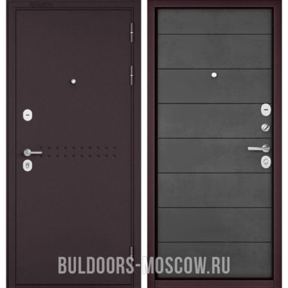 Входная стальная дверь Бульдорс Mass-90 Букле шоколад R-4/Бетон темный 9S-135