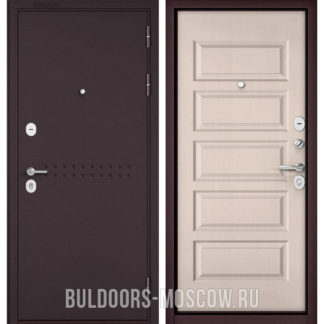 Стальная входная дверь Бульдорс Mass-90 Букле шоколад R-4/Дуб светлый матовый 9S-108