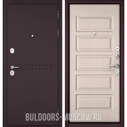 Стальная входная дверь Бульдорс Mass-90 Букле шоколад R-4/Дуб светлый матовый 9S-108