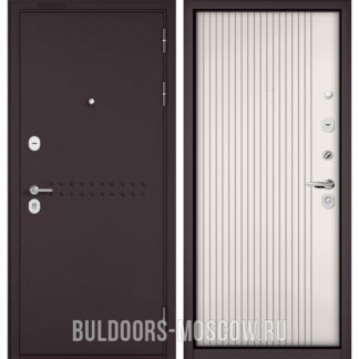 Стальная дверь Бульдорс Масс-90 Букле шоколад R-4/Эмаль белоснежная 9S-161