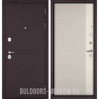 Металлическая дверь Бульдорс Масс-90 Букле шоколад R-4/Эмаль молоко 9S-160