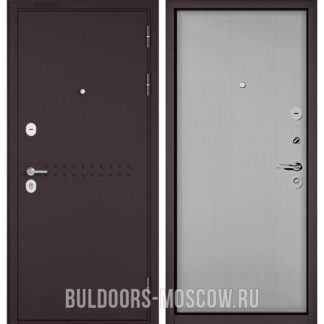 Железная дверь Бульдорс Mass-90 Букле шоколад R-4/Эмаль светло-серая 9S-100
