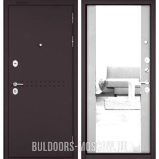 Железная дверь Бульдорс Масс-90 Букле шоколад R-4/Эмаль светло-серая 9S-164