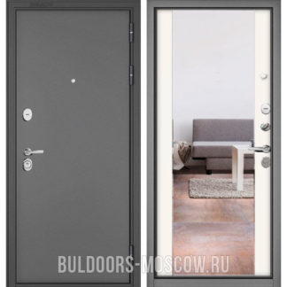 Входная дверь с зеркалом Бульдорс СТАНДАРТ-90 Букле графит/Белый софт 9S-164