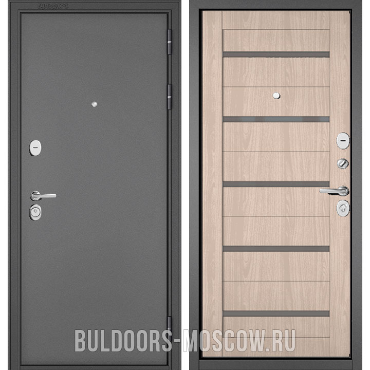 Металлическая дверь Бульдорс Стандарт-90 Букле графит/Ясень ривьера Айс CR-3 со стеклом Металлическая дверь Бульдорс Стандарт-90 Букле графит/Ясень ривьера Айс CR-3 со стеклом