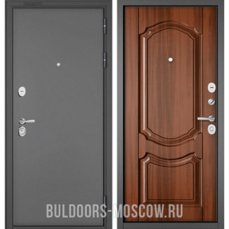 Стальная входная дверь Бульдорс STANDART-90 Букле графит/Орех лесной 9SD-4