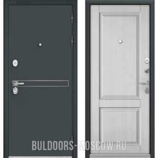 Входная металлическая дверь Бульдорс STANDART-90 Черный шелк D-4/Дуб белый матовый 9SD-1