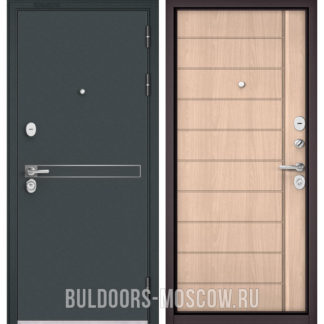 Стальная входная дверь Бульдорс STANDART-90 Черный шелк D-4/Ясень ривьера крем 9S-136