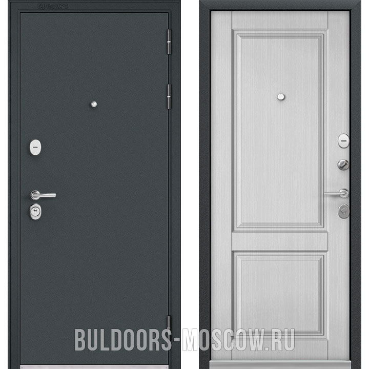 STANDART-90-Черный-шелк-Дуб-белый-матовый-9SD-1 Металлическая дверь Бульдорс STANDART-90 Черный шелк/Дуб белый матовый 9SD-1