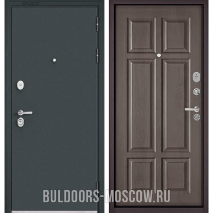Стальная дверь Бульдорс STANDART-90 Черный шелк/Дуб шале серебро 9S-109