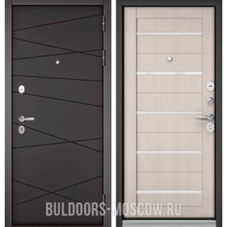 Стальная дверь со стеклом Бульдорс Trust Стандарт-90 Графит софт 9S-130/Ларче бьянко CR-3