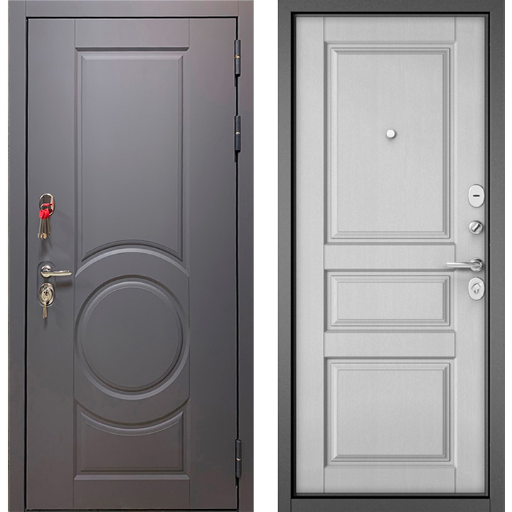 Стальная дверь Бульдорс Trust Стандарт-90 Графит софт 9S-6/Дуб белый матовый 9SD-2 Стальная дверь Бульдорс Trust Стандарт-90 Графит софт 9S-6/Дуб белый матовый 9SD-2