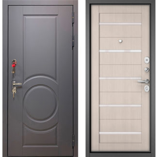 Входная дверь Бульдорс Trust Стандарт-90 Графит софт 9S-6/Ларче бьянко CR-3 со стеклом