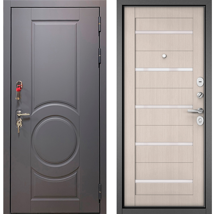 Входная дверь Бульдорс Trust Стандарт-90 Графит софт 9S-6/Ларче бьянко CR-3 со стеклом Входная дверь Бульдорс Trust Стандарт-90 Графит софт 9S-6/Ларче бьянко CR-3 со стеклом