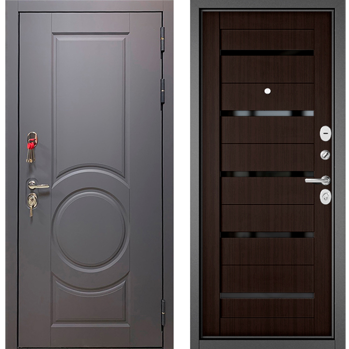 Стальная дверь с черным стеклом Бульдорс Trust Стандарт-90 Графит софт 9S-6/Ларче шоколад CR-3 Стальная дверь с черным стеклом Бульдорс Trust Стандарт-90 Графит софт 9S-6/Ларче шоколад CR-3