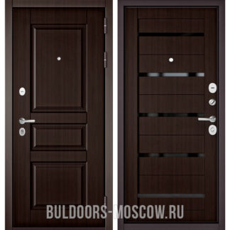 Входная дверь с черным стеклом Бульдорс Траст Стандарт-90 Ларче шоколад 9SD-2/Ларче шоколад CR-3